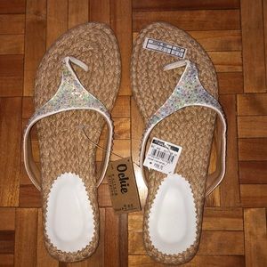 BRAND NEW NWT shiny flip flops